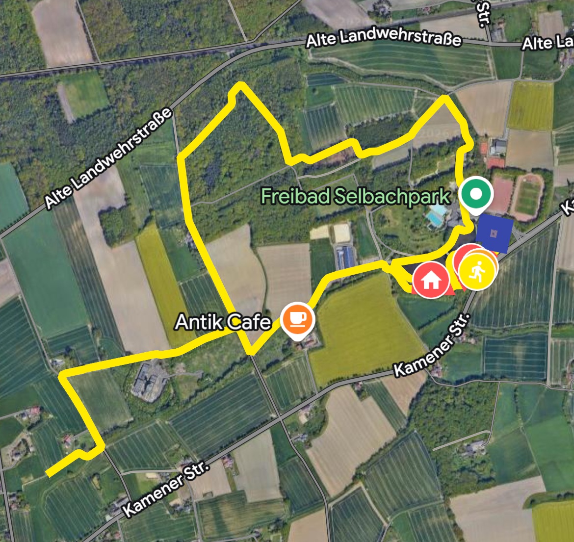 Vorläufige Streckenkarte der Backyard-Runde im Selbachpark Hamm